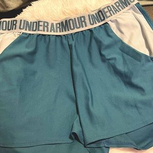 Under armour, blue, shorts, large, loose, heatgear